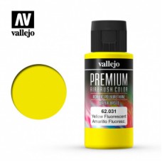 62031 Краска Vallejo Premium Airbrush Color Fluorescent Yellow (Флуоресцентный Желтый)